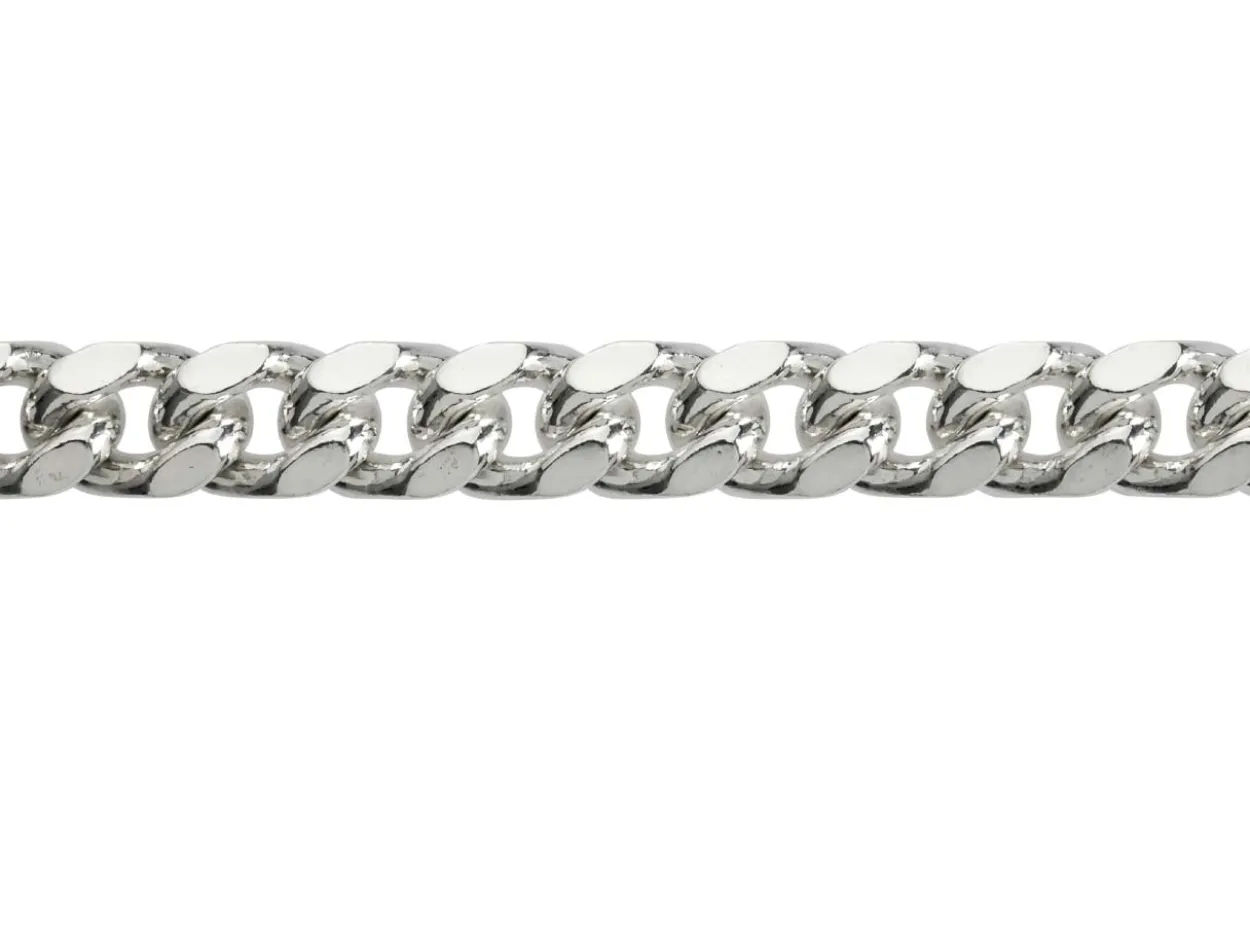 Sterling Silver 5.6mm Filed Bevelled Curb Chain 18"/45cm Hallmarked