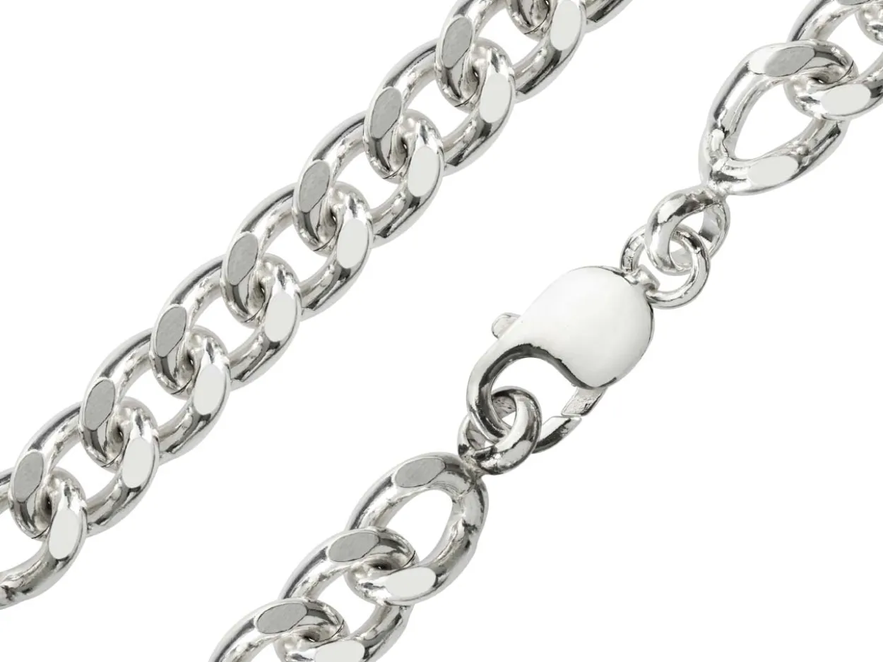 Sterling Silver 10.3mm Filed Curb Bracelet 8.5"/21cm Hallmarked
