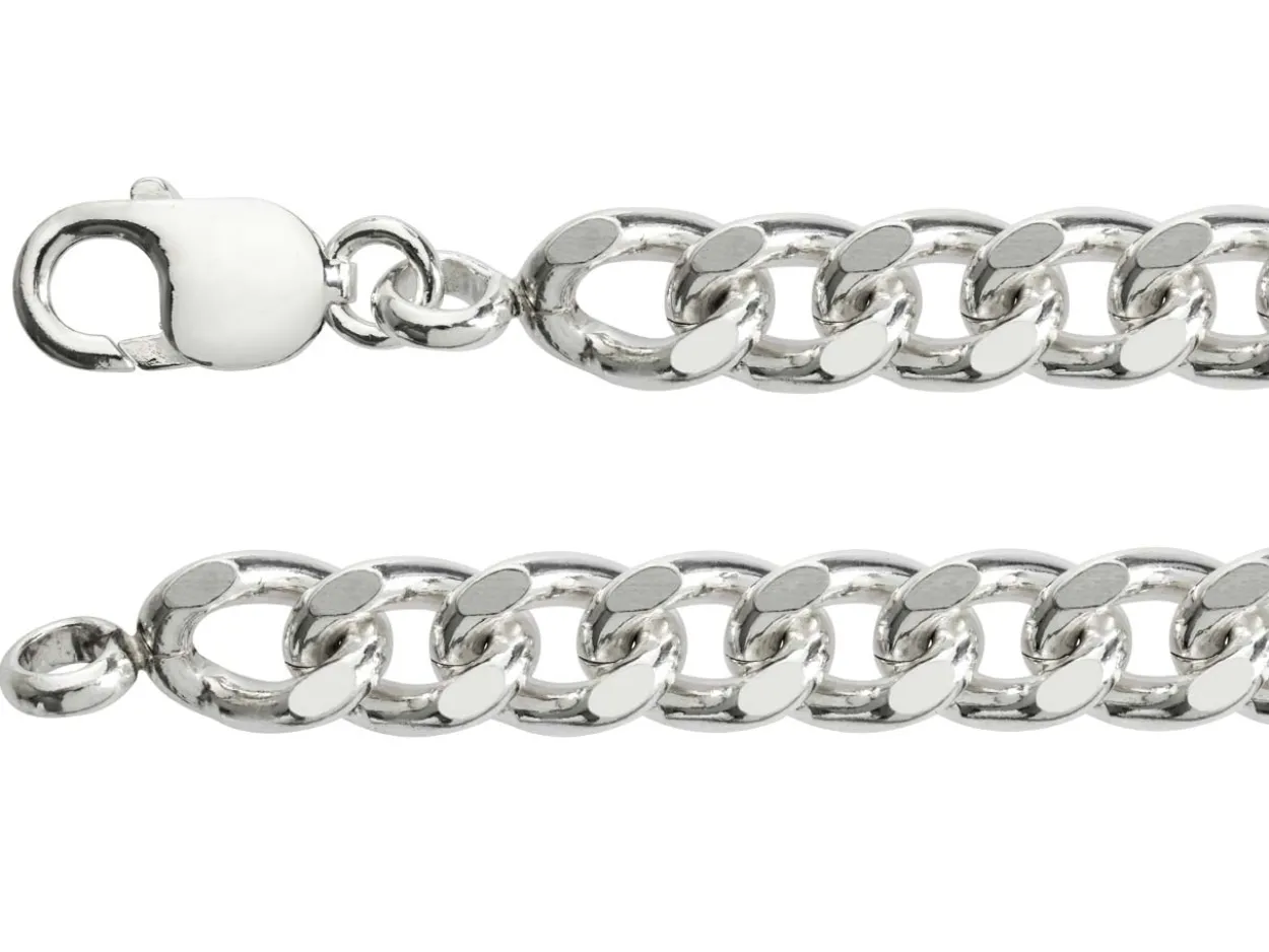 Sterling Silver 10.3mm Filed Curb Bracelet 8.5"/21cm Hallmarked