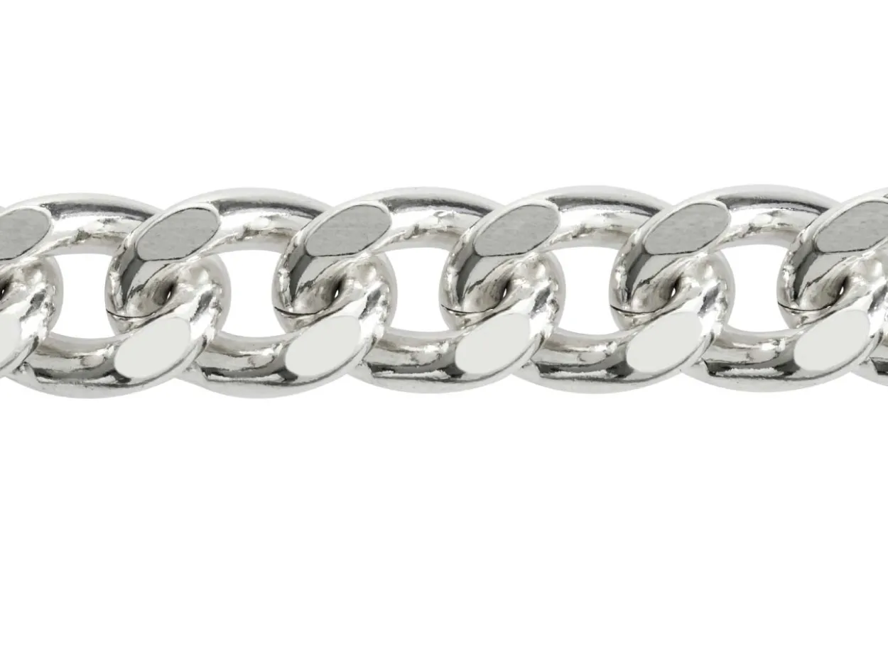 Sterling Silver 10.3mm Filed Curb Bracelet 8.5"/21cm Hallmarked
