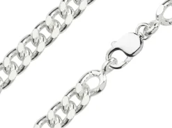 Sterling Silver 10.3mm Filed Curb Chain 20"/50cm Hallmarked