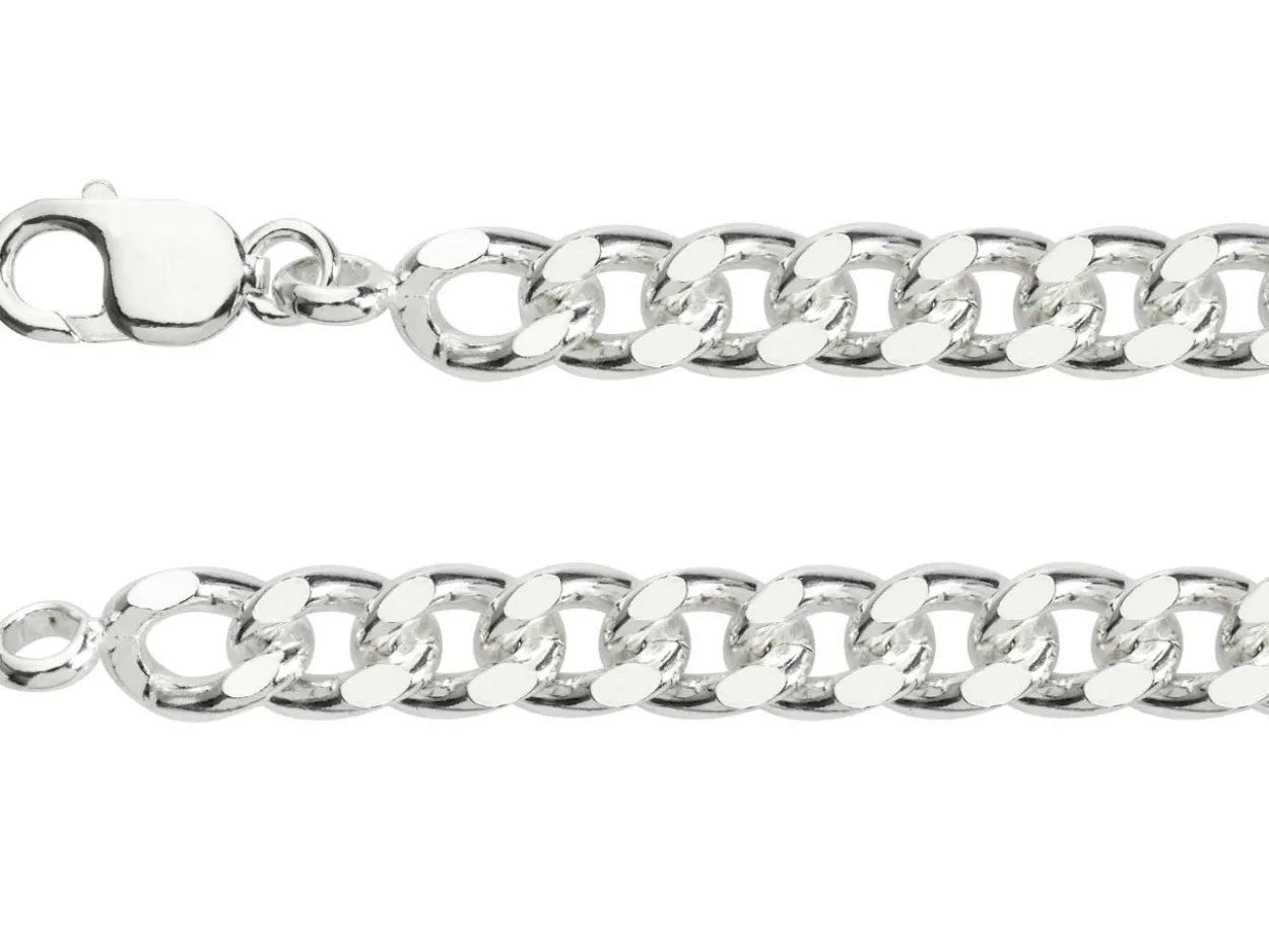 Sterling Silver 10.3mm Filed Curb Chain 20"/50cm Hallmarked