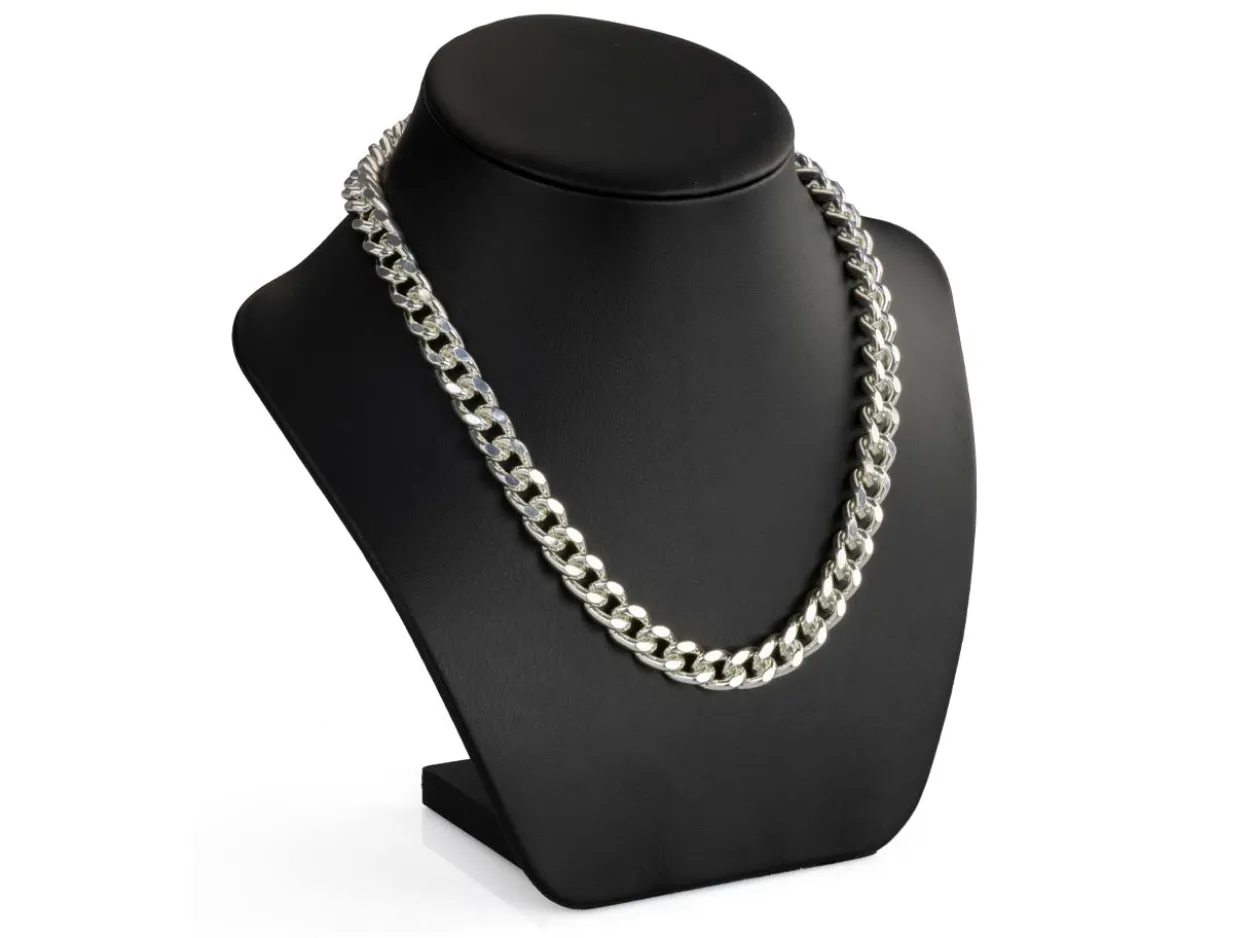 Sterling Silver 10.3mm Filed Curb Chain 20"/50cm Hallmarked