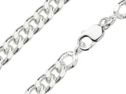 Sterling Silver 10.3mm Filed Curb Chain 18"/45cm Hallmarked