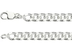 Sterling Silver 10.3mm Filed Curb Chain 18"/45cm Hallmarked