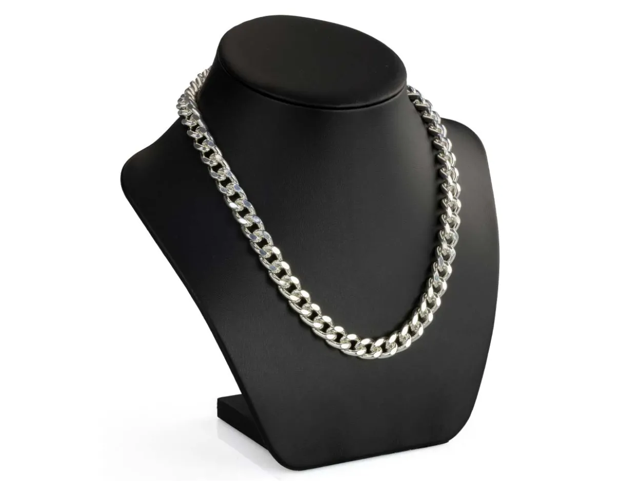 Sterling Silver 10.3mm Filed Curb Chain 18"/45cm Hallmarked
