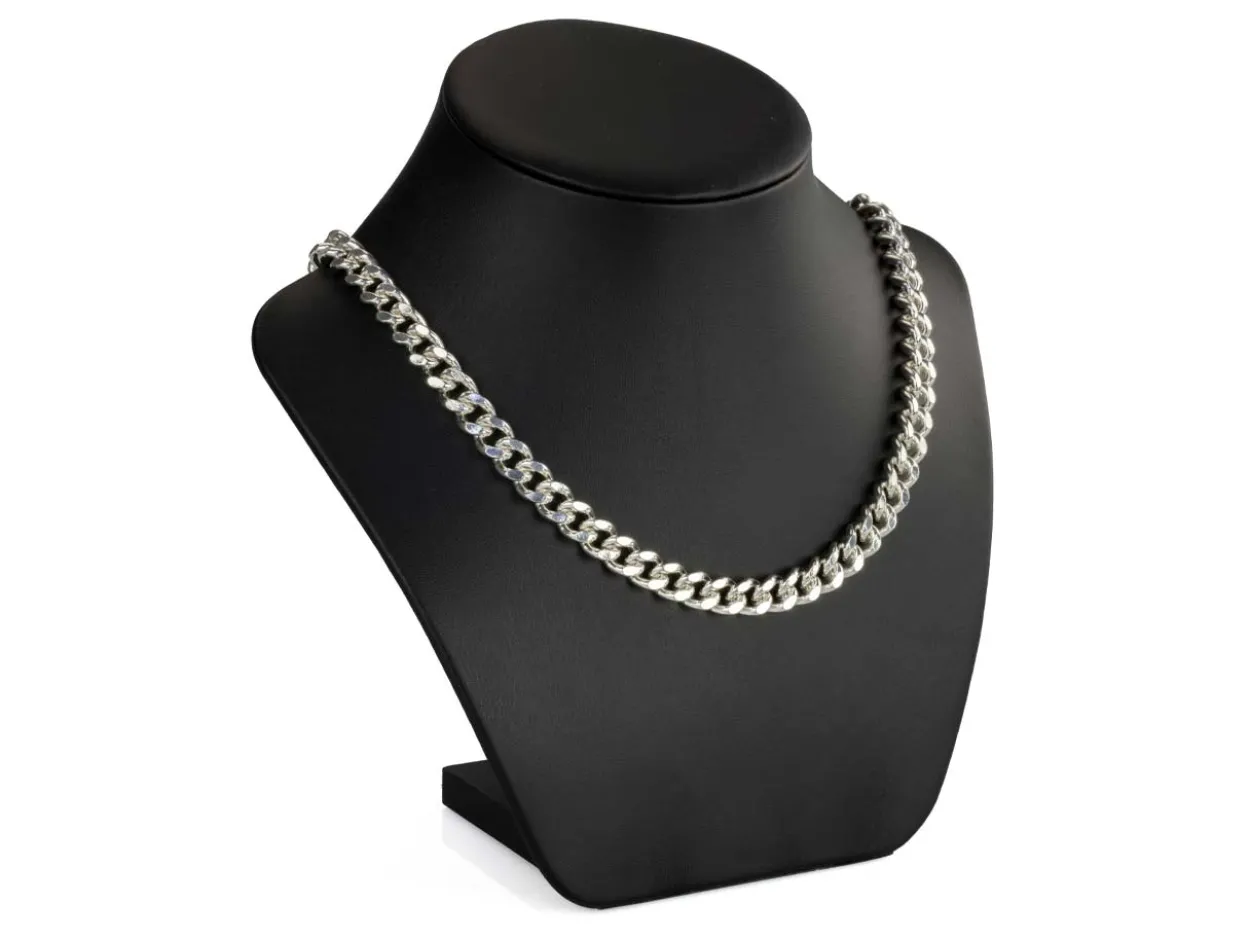 Sterling Silver 8.9mm Filed Curb Chain 18"/45cm Hallmarked