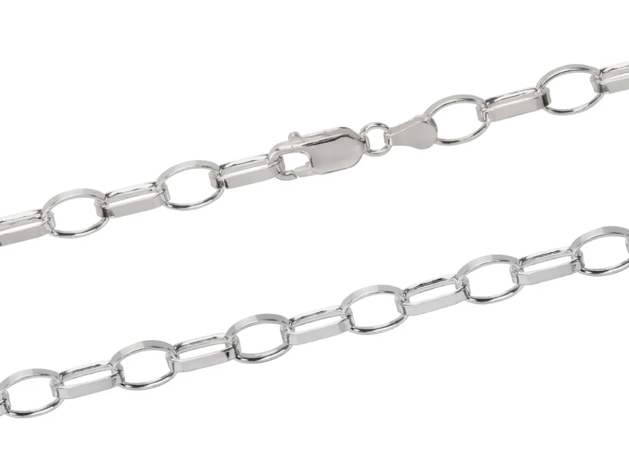 Sterling Silver 4.45mm Flat Filed Oval Belcher Chain 18"/45cm Unhallmarked 100% Recycled Silver