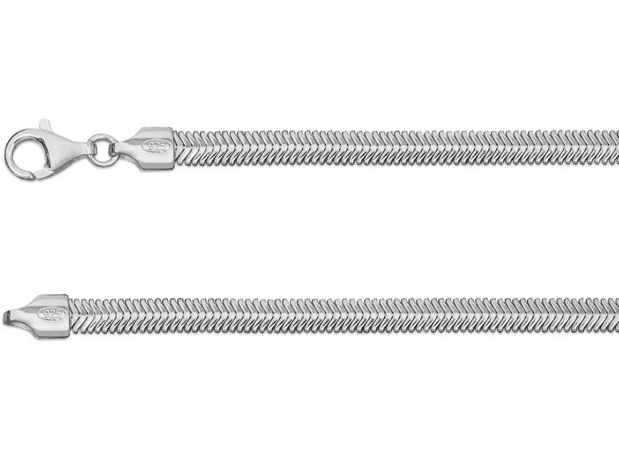 Sterling Silver 4.2mm Flat Filed Snake Chain 18"/45cm Hallmarked, 100% Recycled Silver