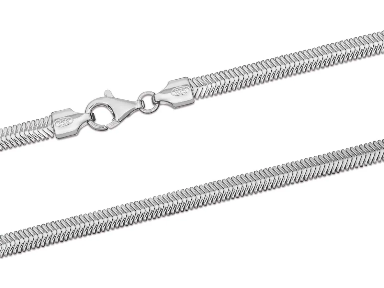 Sterling Silver 4.2mm Flat Filed Snake Chain 18"/45cm Hallmarked, 100% Recycled Silver