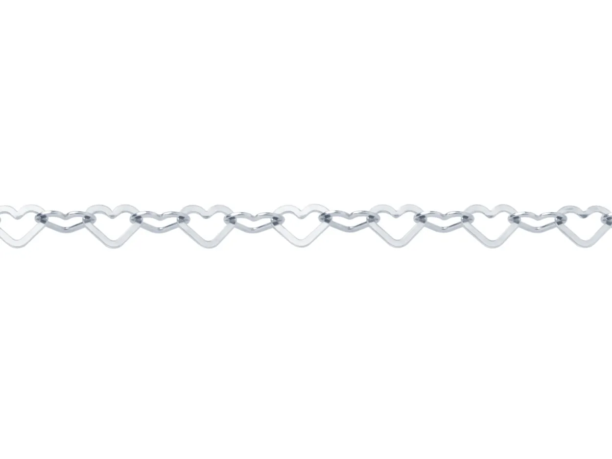 Sterling Silver 6.0mm Flat Filed Heart Link Chain Loose Unhallmarked 100% Recycled Silver