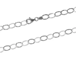 Sterling Silver 6.5mm Flat Hammered Oval Trace Chain 20"/50cm Unhallmarked 100% Recycled Silver