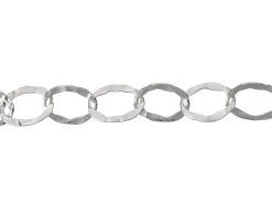 Sterling Silver 6.5mm Flat Hammered Oval Trace Chain 20