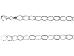 Sterling Silver 6.5mm Flat Hammered Oval Trace Chain 18"/45cm Unhallmarked 100% Recycled Silver