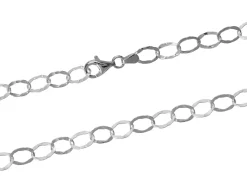 Sterling Silver 6.5mm Flat Hammered Oval Trace Chain 18"/45cm Unhallmarked 100% Recycled Silver