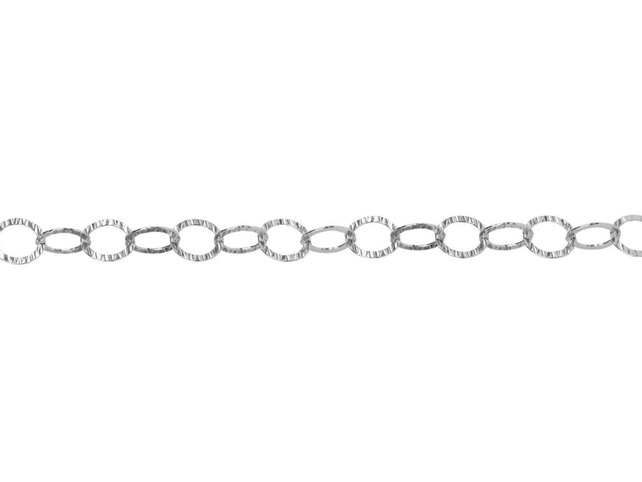 Sterling Silver 11.0mm Flat Hammered Round Trace Chain Loose Unhallmarked 100% Recycled Silver