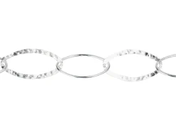 Sterling Silver 12.0mm Hammered And Round Navette Trace Chain Loose Unhallmarked