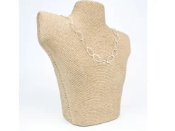 Sterling Silver 12.0mm Hammered And Round Navette Trace Chain Loose Unhallmarked