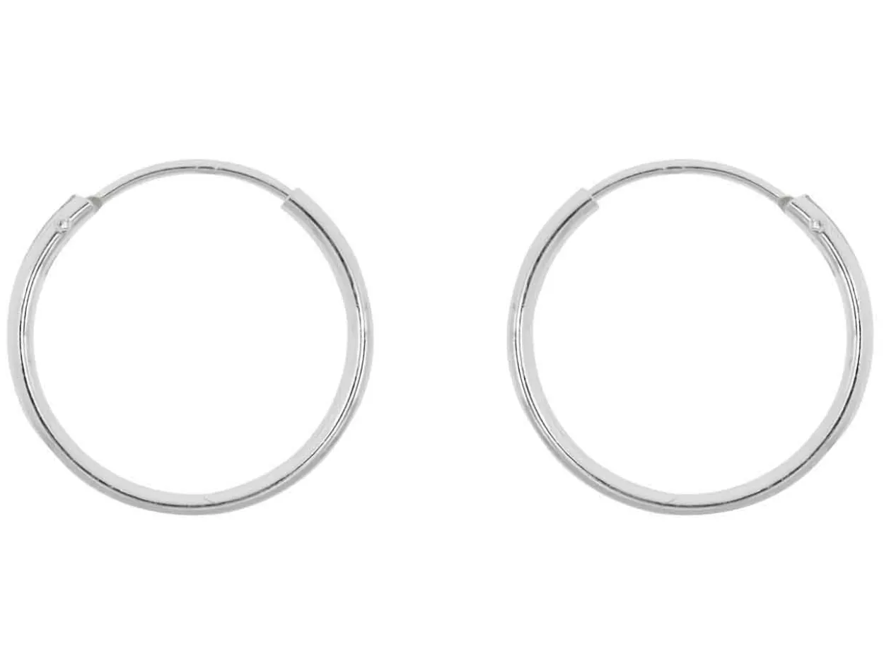 Sterling Silver 16.0mm Hinged Sleeper Hoops, Pack Of 2