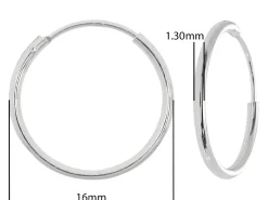 Sterling Silver 16.0mm Hinged Sleeper Hoops, Pack Of 2