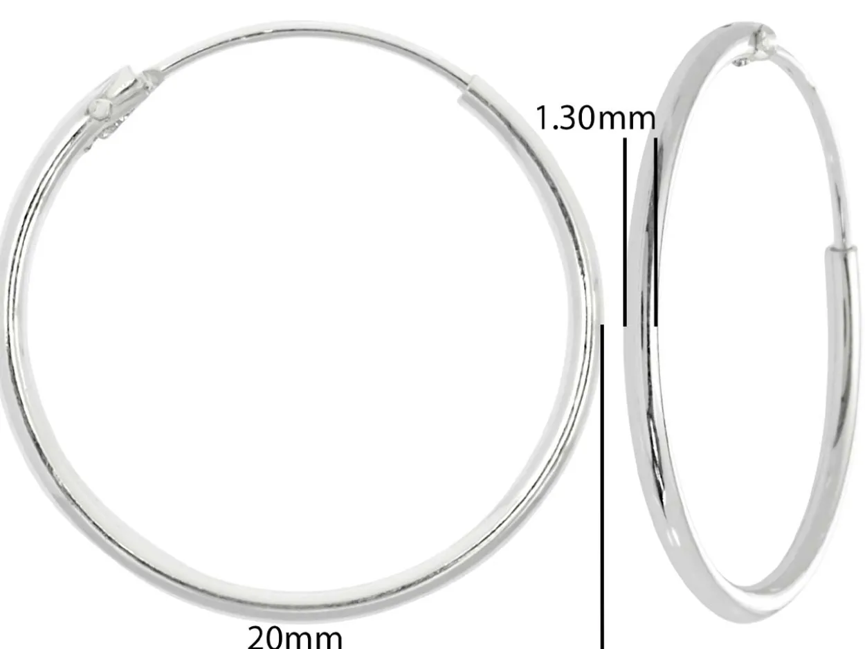 Sterling Silver 20.0mm Hinged Sleeper Hoops, Pack Of 2