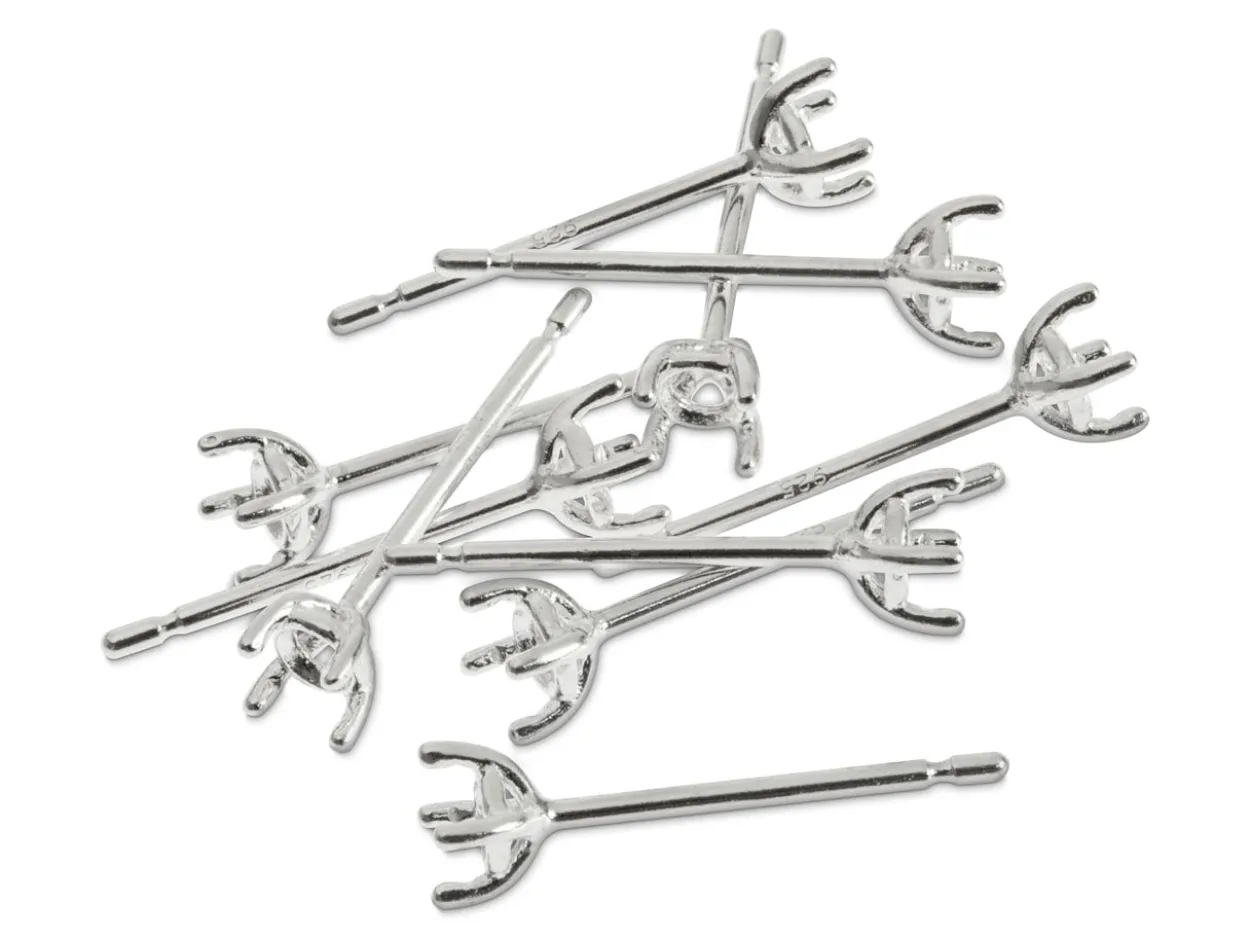 Sterling Silver 3mm Martini Claw Earrings Pack of 10