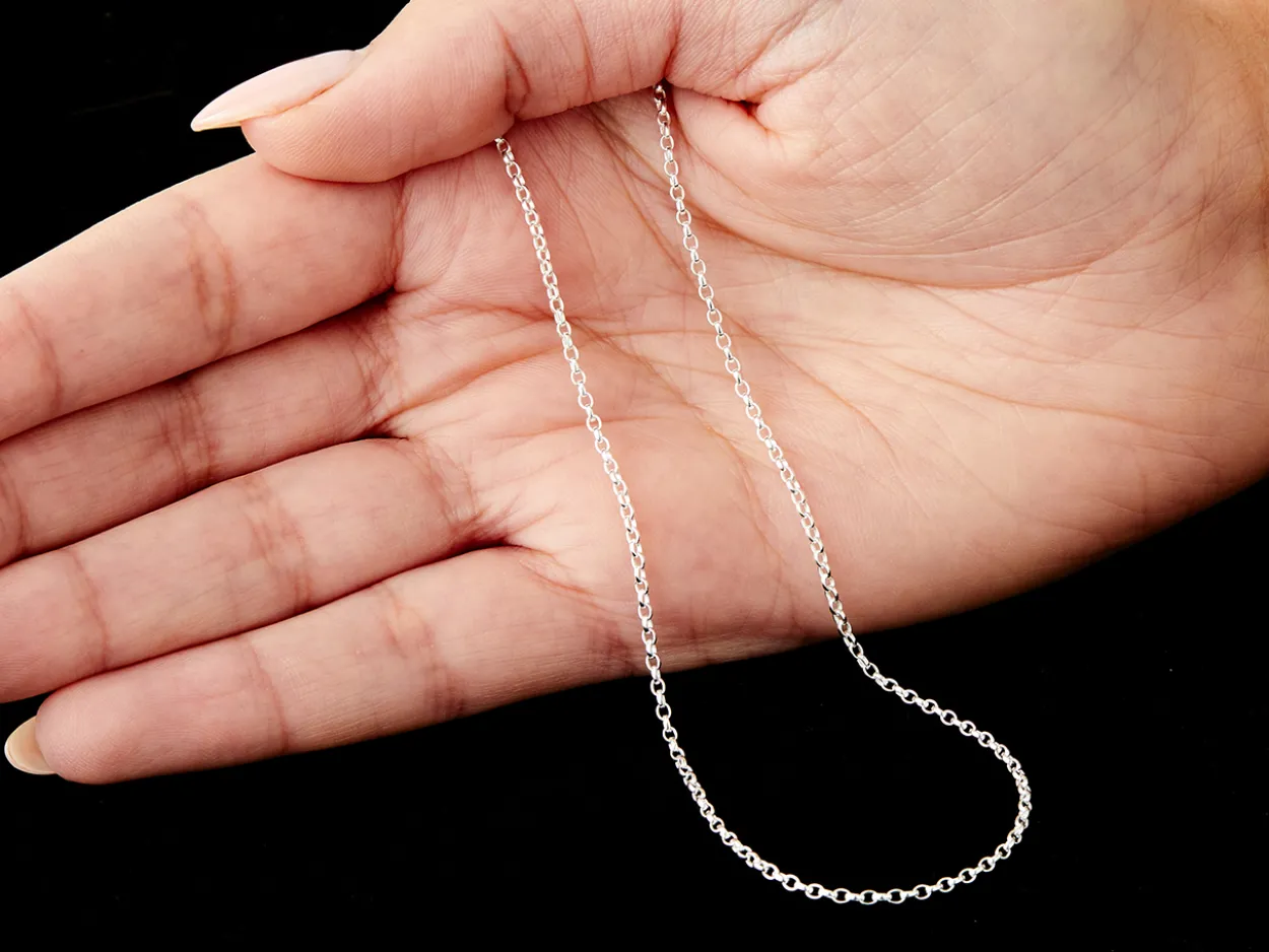 Sterling Silver 1.7mm Oval Belcher Chain 16"/40cm Unhallmarked 100% Recycled Silver