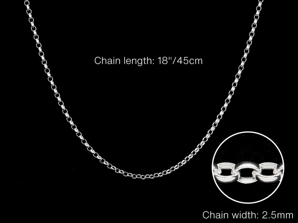 Sterling Silver 2.5mm Oval Belcher Chain 18"/45cm Unhallmarked 100% Recycled Silver