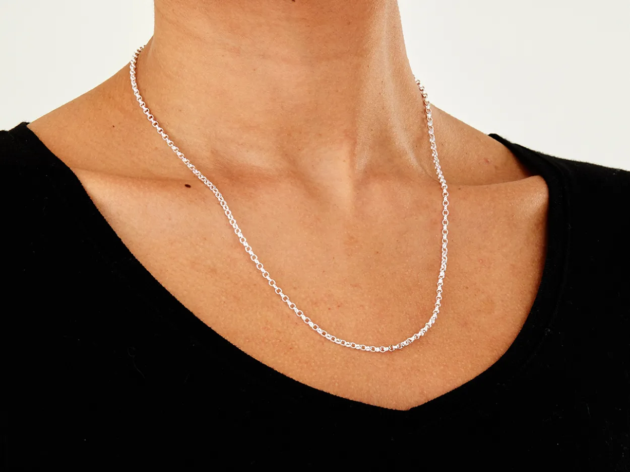 Sterling Silver 2.5mm Oval Belcher Chain 20"/50cm Unhallmarked 100% Recycled Silver