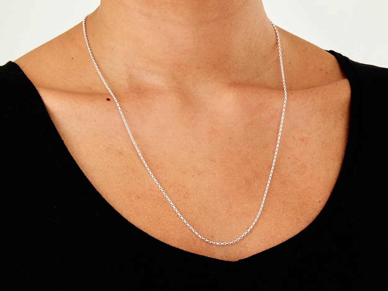Sterling Silver 1.7mm Oval Belcher Chain 22"/55cm Unhallmarked 100% Recycled Silver