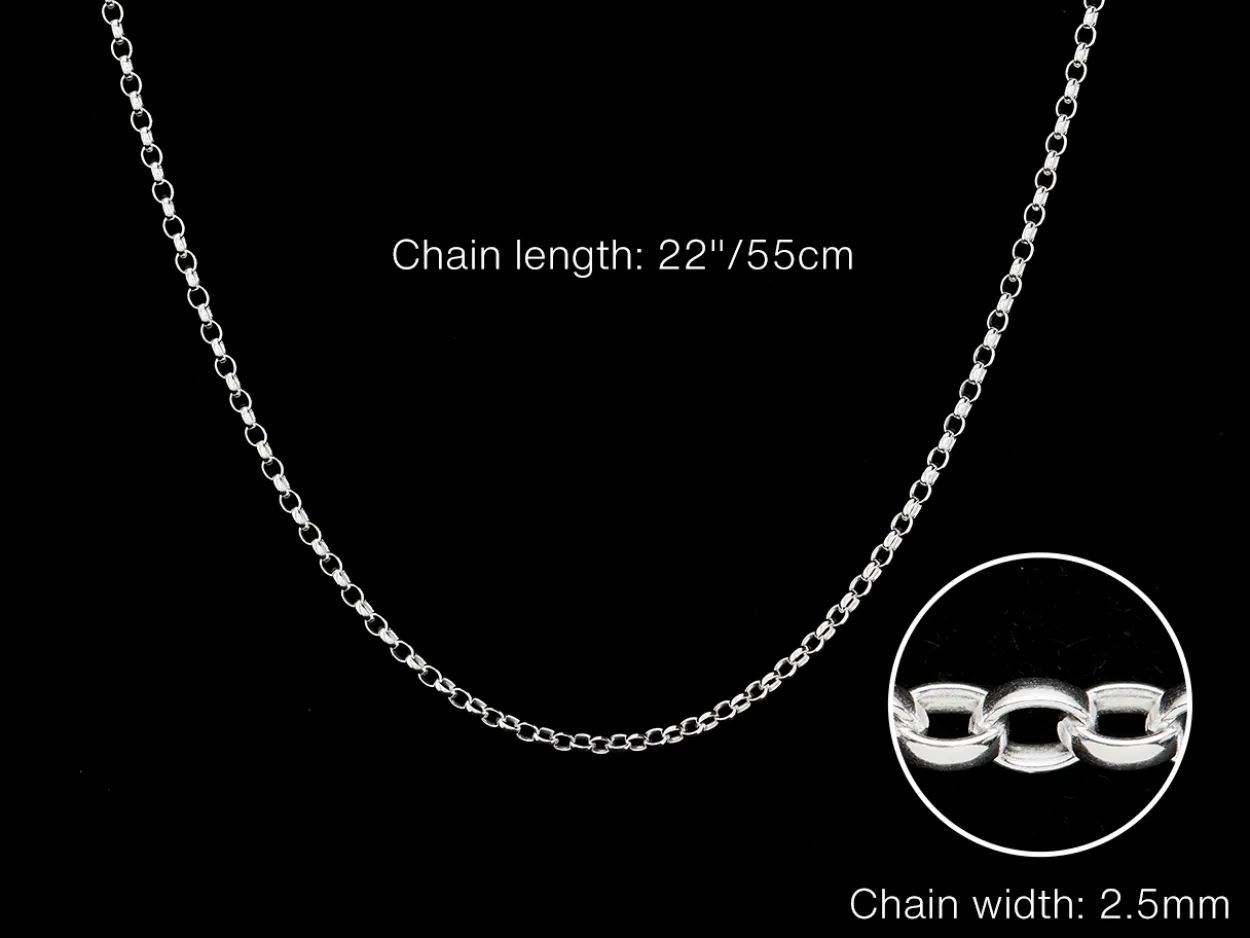Sterling Silver 2.5mm Oval Belcher Chain 22"/55cm Unhallmarked 100% Recycled Silver
