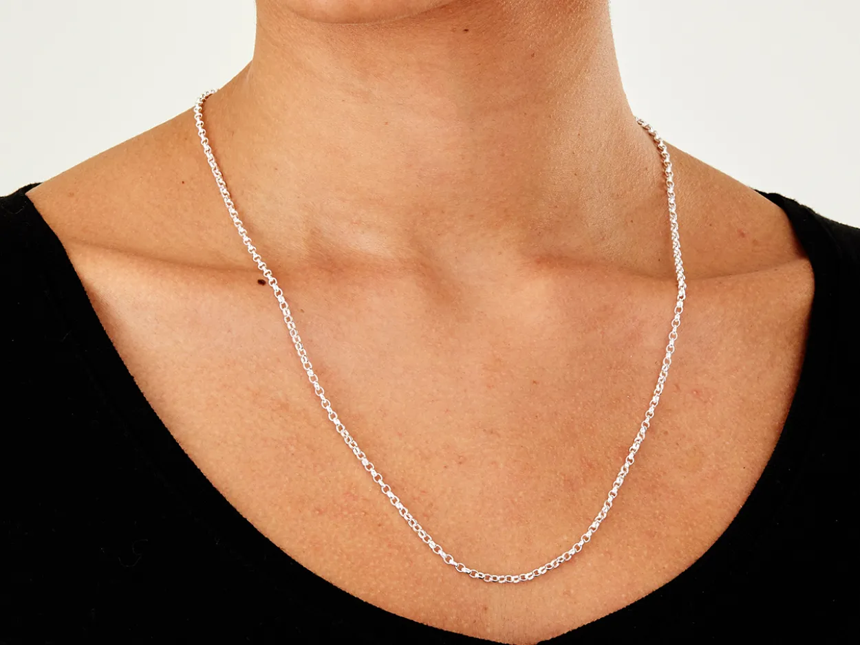 Sterling Silver 2.5mm Oval Belcher Chain 22"/55cm Unhallmarked 100% Recycled Silver