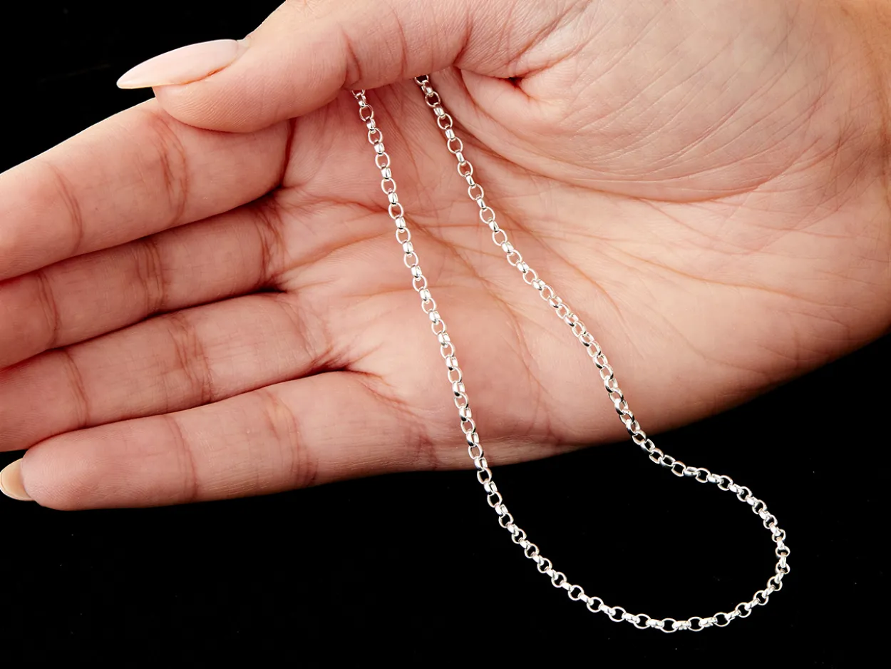 Sterling Silver 2.5mm Oval Belcher Chain 22"/55cm Unhallmarked 100% Recycled Silver