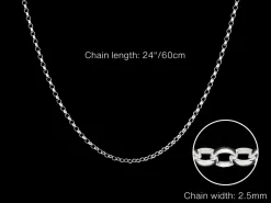 Sterling Silver 2.5mm Oval Belcher Chain 24