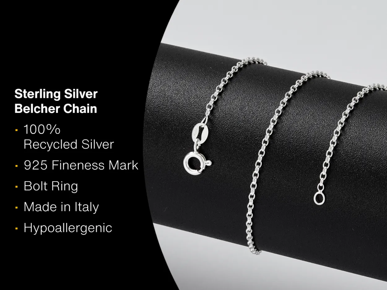 Sterling Silver 1.7mm Oval Belcher Chain 24"/60cm Unhallmarked 100% Recycled Silver