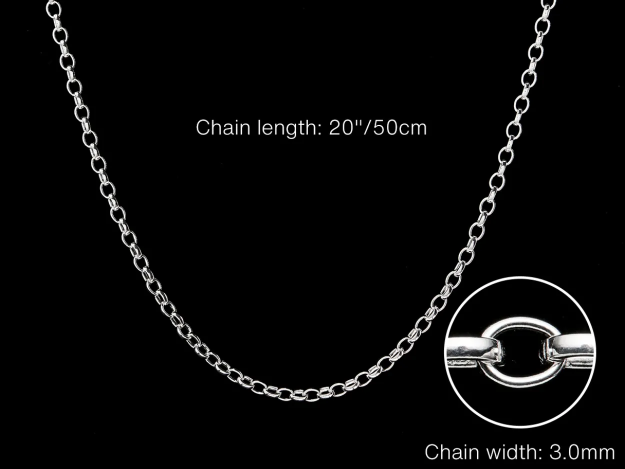 Sterling Silver 3.0mm Oval Belcher Chain 20"/50cm Hallmarked, 100% Recycled Silver