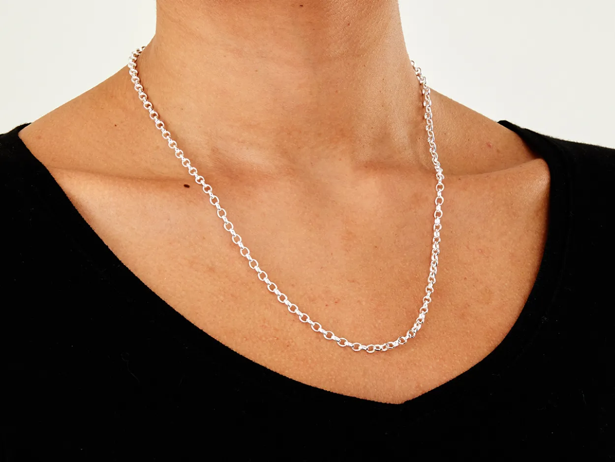 Sterling Silver 3.0mm Oval Belcher Chain 20"/50cm Hallmarked, 100% Recycled Silver