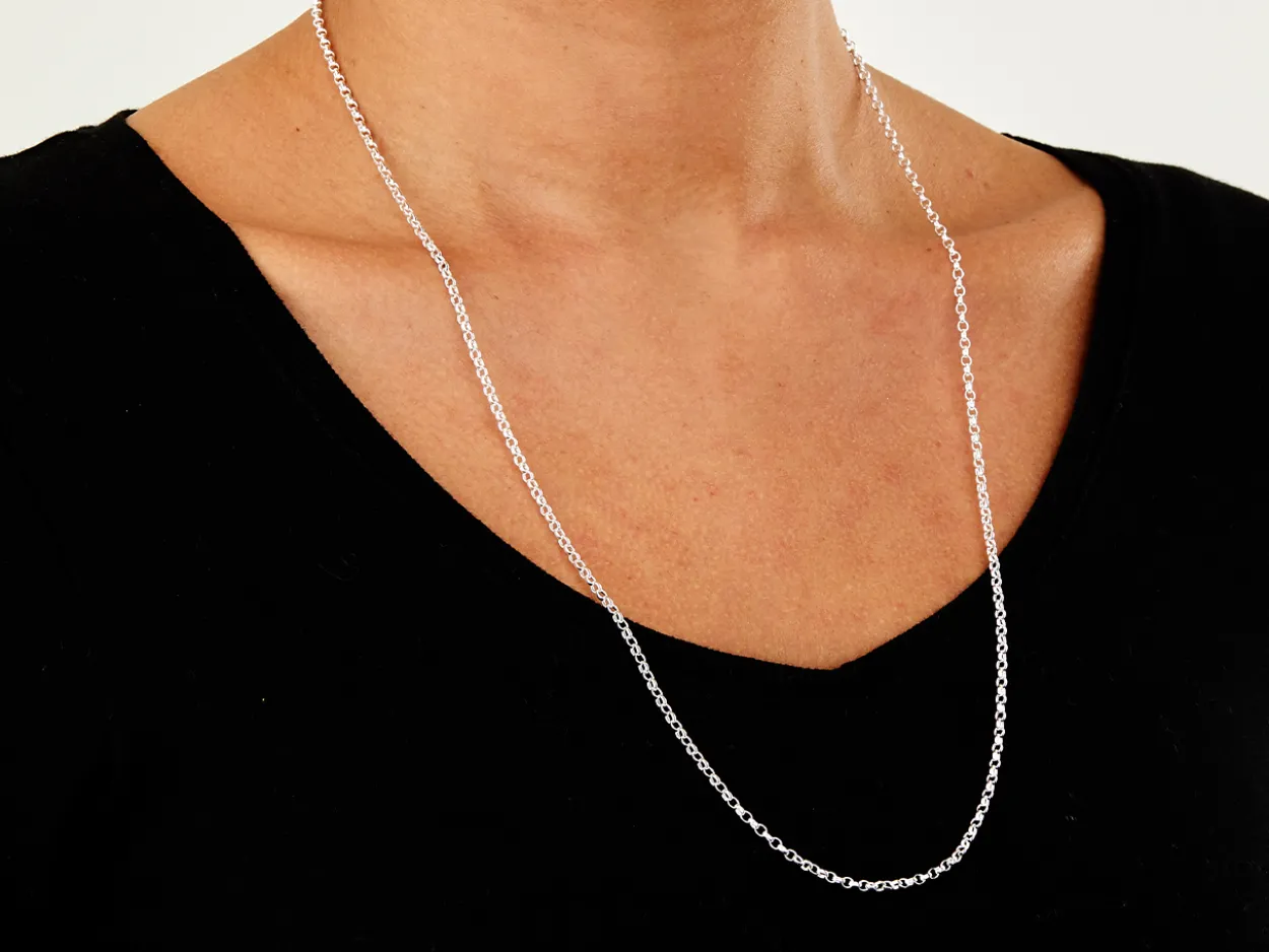 Sterling Silver 2.5mm Oval Belcher Chain 26"/66cm Unhallmarked 100% Recycled Silver