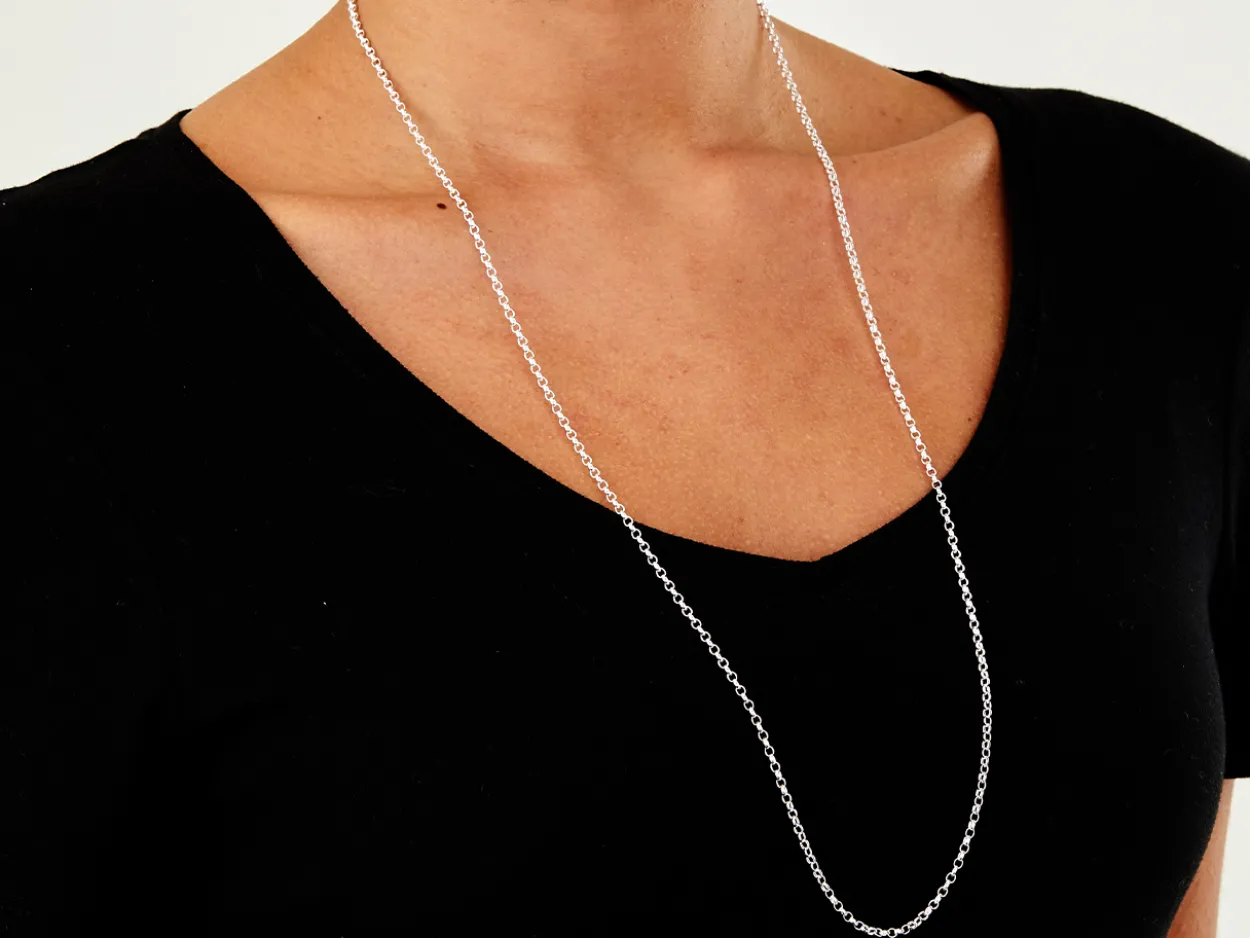 Sterling Silver 2.5mm Oval Belcher Chain 30"/76cm Hallmarked, 100% Recycled Silver