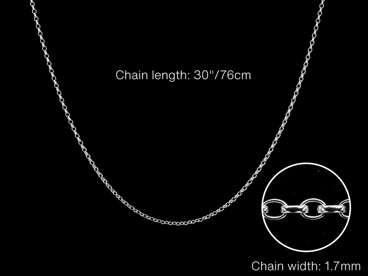 Sterling Silver 1.7mm Oval Belcher Chain 30"/76cm Unhallmarked 100% Recycled Silver