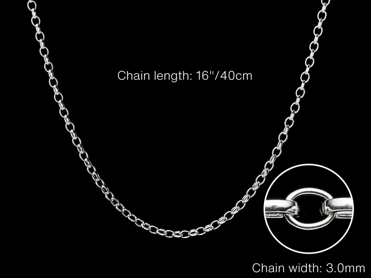 Sterling Silver 3.0mm Oval Belcher Chain 16"/40cm Hallmarked, 100% Recycled Silver