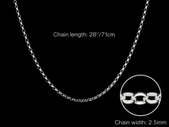 Sterling Silver 2.5mm Oval Belcher Chain 28