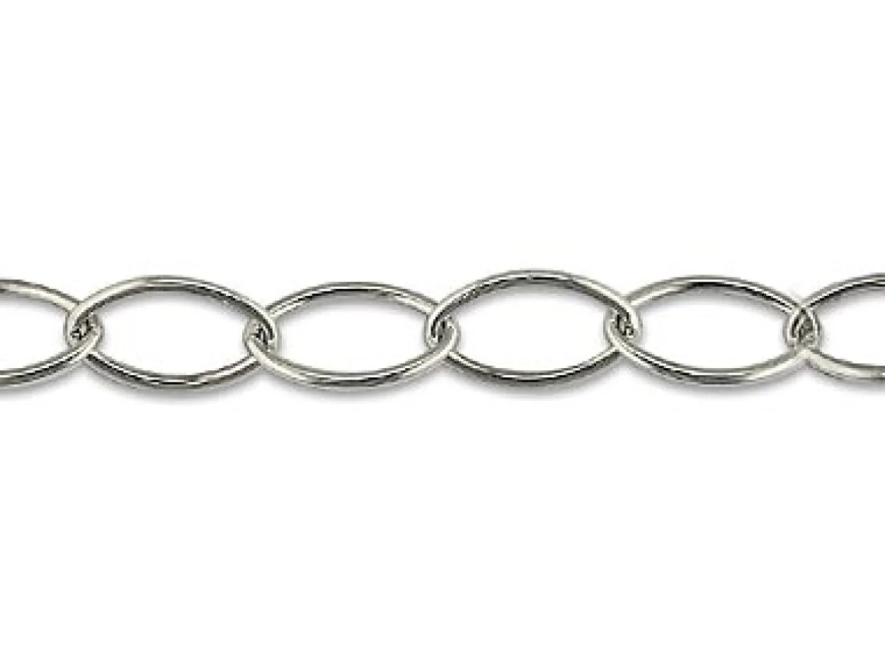Sterling Silver 9.3mm Oval Navette Trace Chain Loose Unhallmarked 100% Recycled Silver