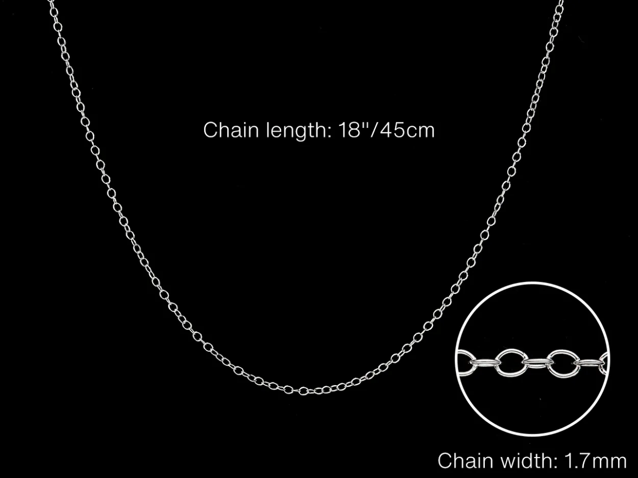 Sterling Silver 1.7mm Oval Trace Chain 18"/45cm Unhallmarked 100% Recycled Silver