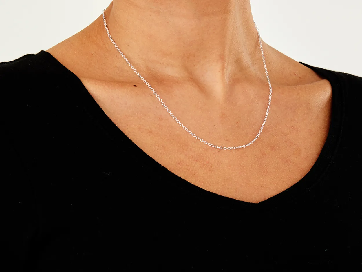 Sterling Silver 1.7mm Oval Trace Chain 18"/45cm Unhallmarked 100% Recycled Silver