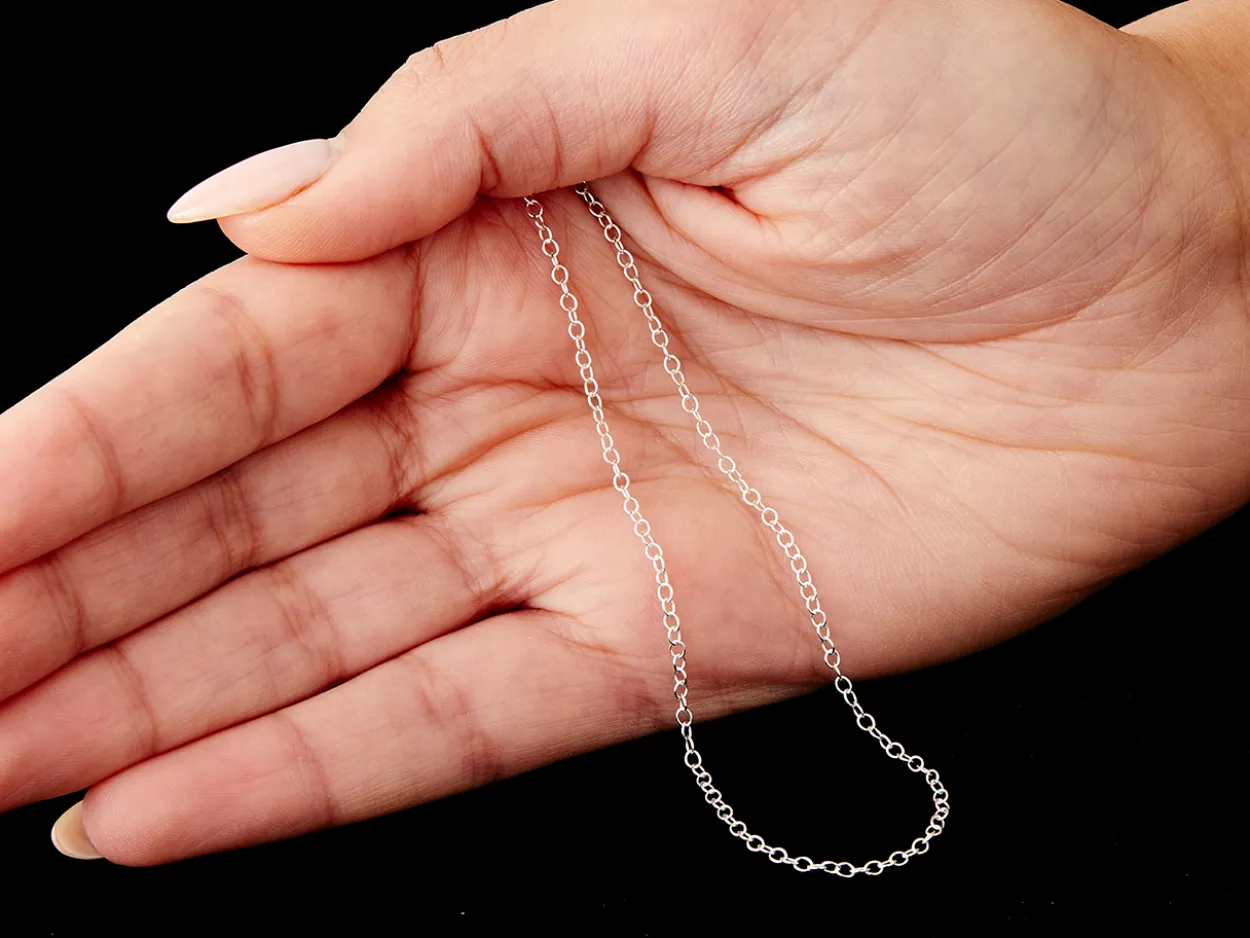 Sterling Silver 1.7mm Oval Trace Chain 18"/45cm Unhallmarked 100% Recycled Silver