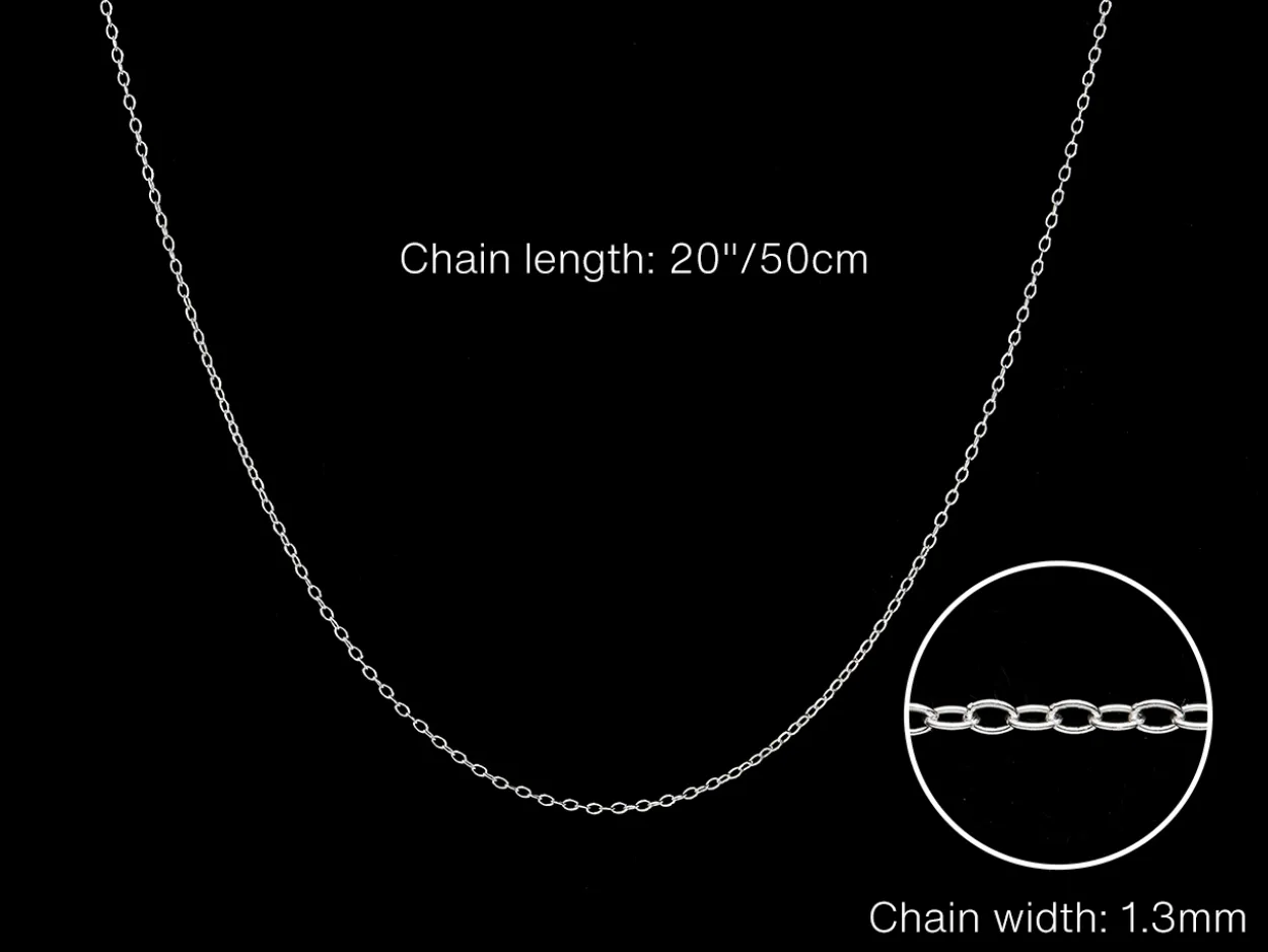 Sterling Silver 1.3mm Oval Trace Chain 20"/50cm Unhallmarked 100% Recycled Silver