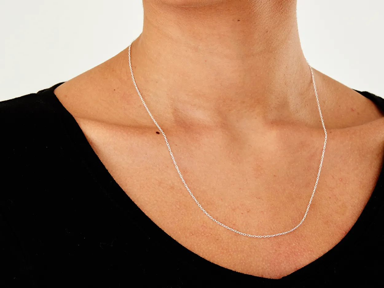 Sterling Silver 1.3mm Oval Trace Chain 20"/50cm Unhallmarked 100% Recycled Silver