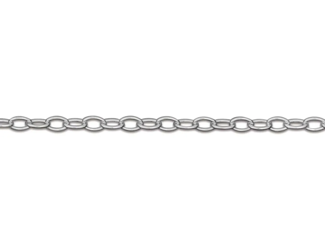 Sterling Silver 1.3mm Oval Trace Chain 16"/40cm Unhallmarked 100% Recycled Silver