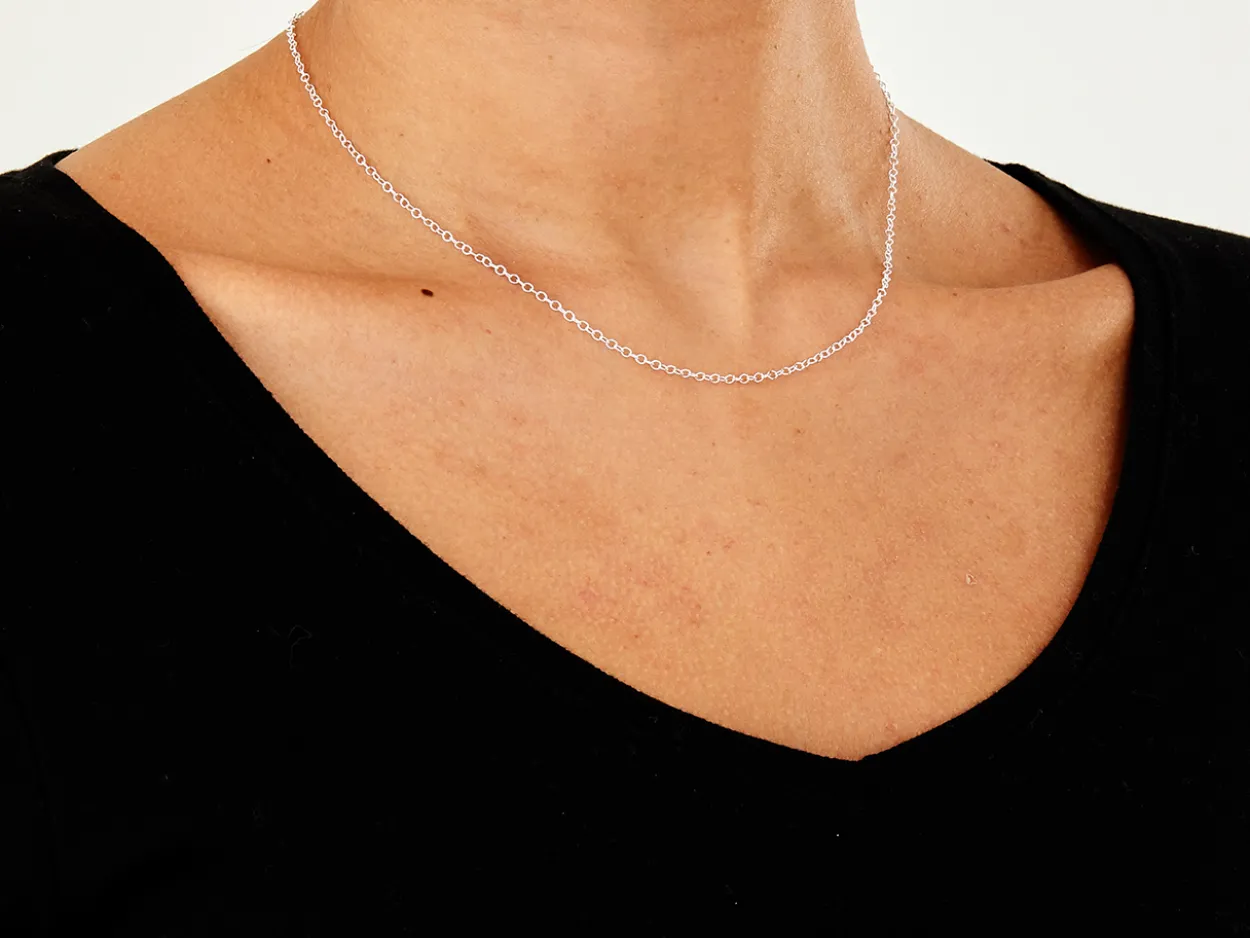 Sterling Silver 1.7mm Oval Trace Chain 16"/40cm Unhallmarked 100% Recycled Silver